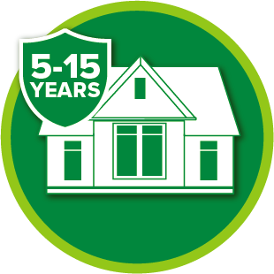 Home with a Badge with the numbers 5-15 Years