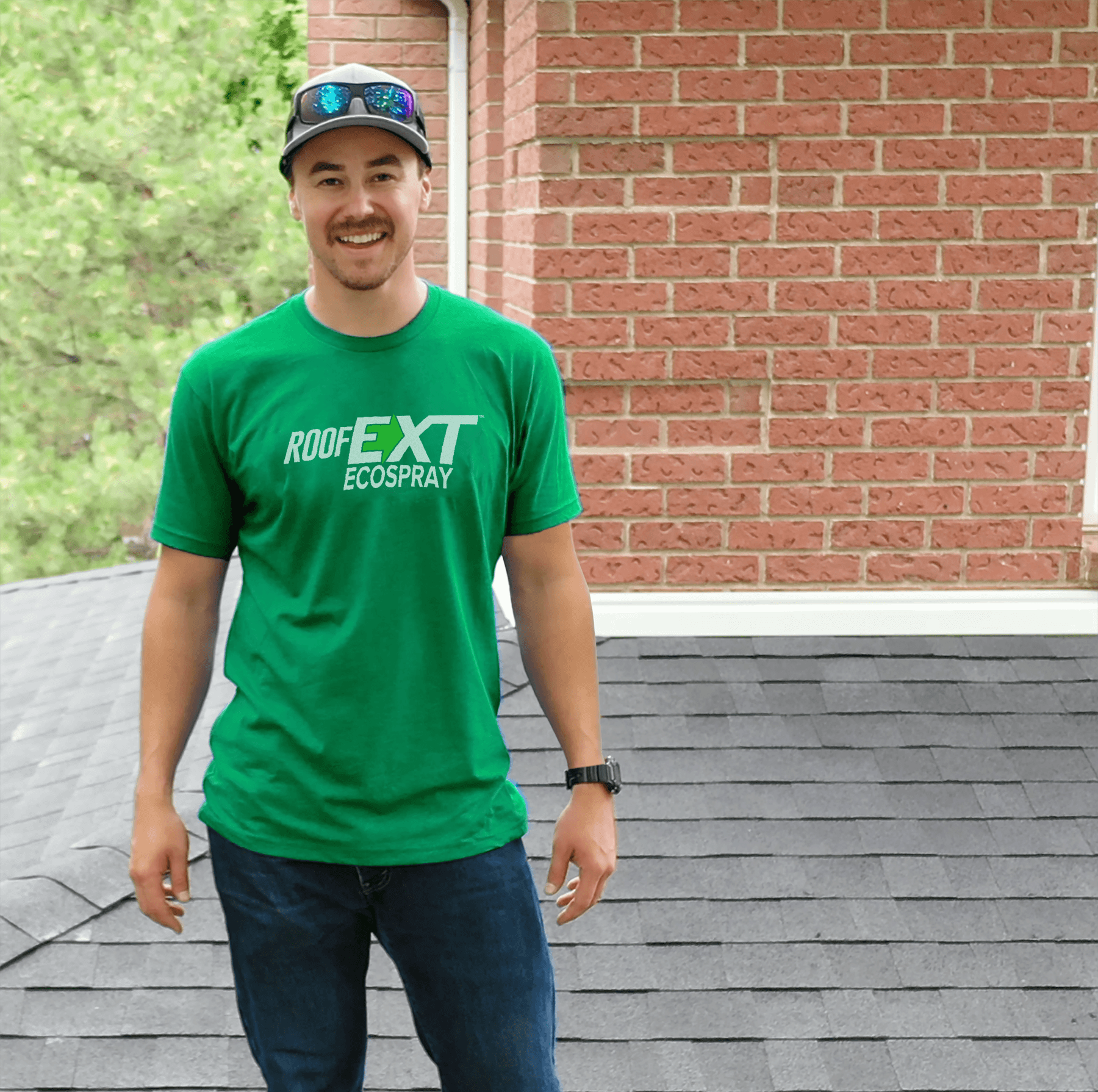 RoofEXT Worker on top of a Roof